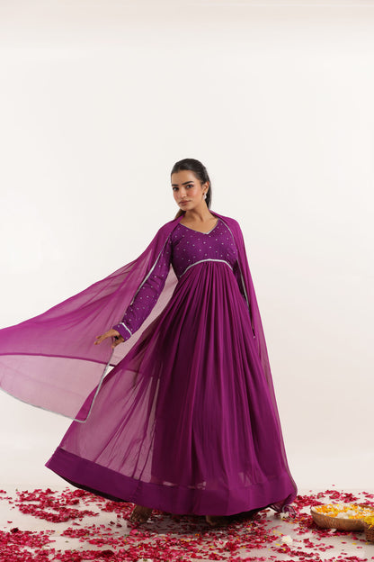 ADHIRA TRUE PURPLE ANARKALI SET