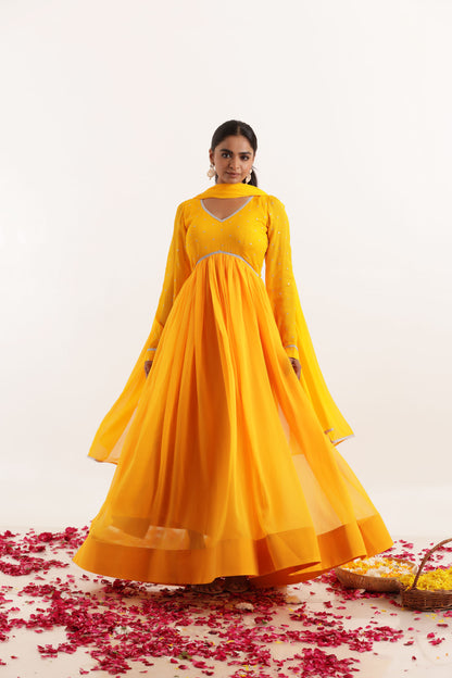 PARI YELLOW ANARKALI SET