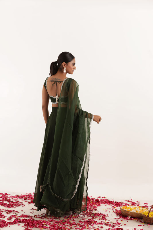 SITARA DARK GREEN DETAILED LEHENGA SET