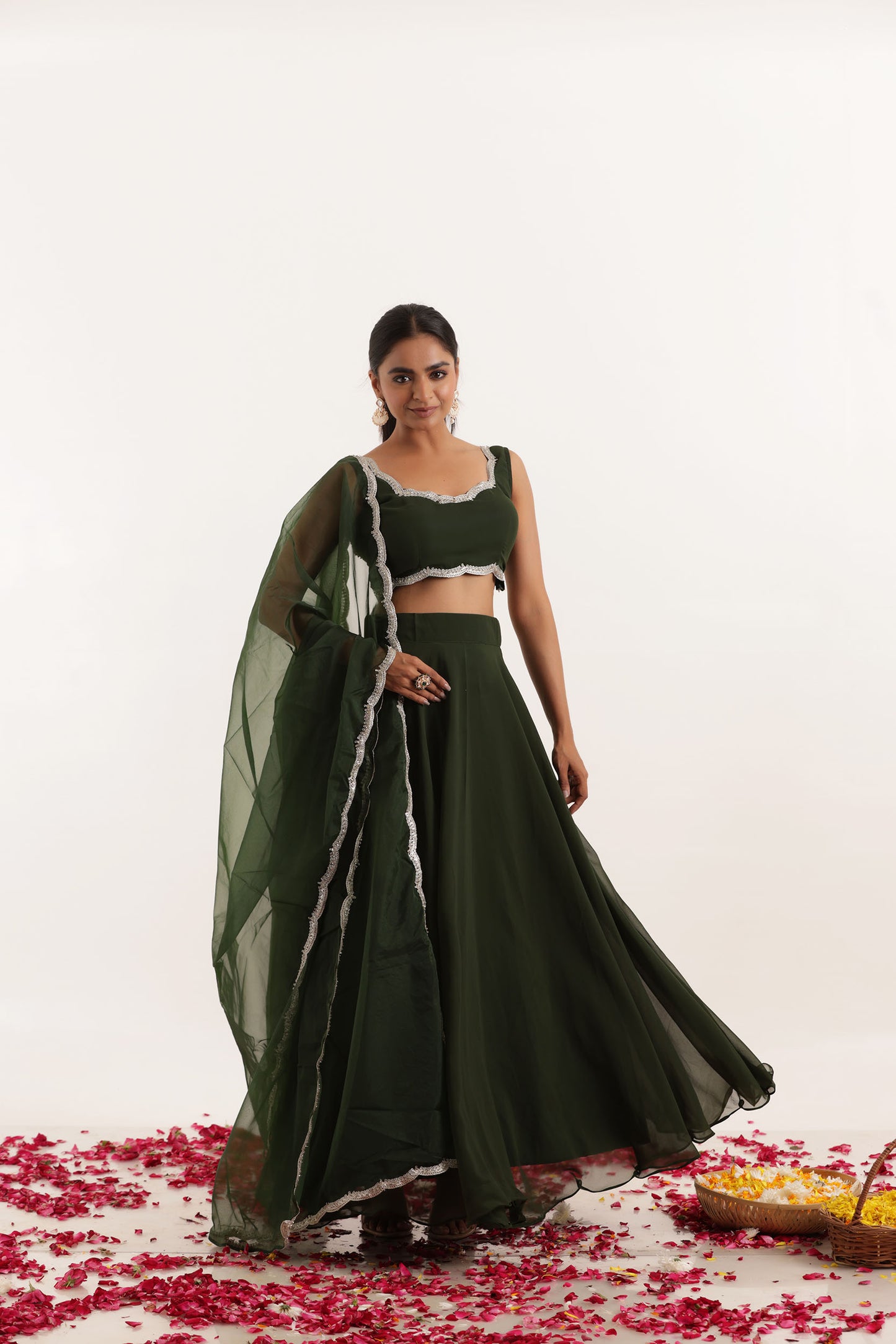 SITARA DARK GREEN DETAILED LEHENGA SET