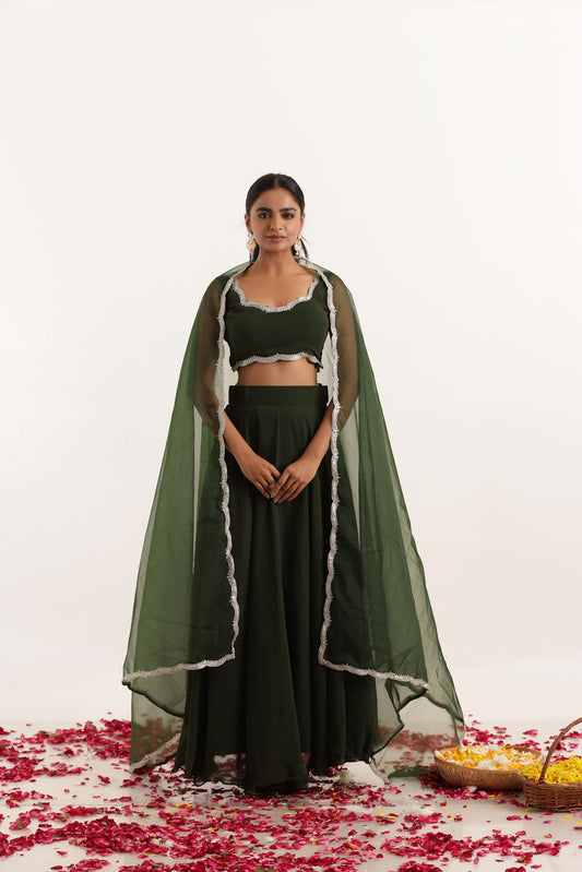 SITARA DARK GREEN DETAILED LEHENGA SET