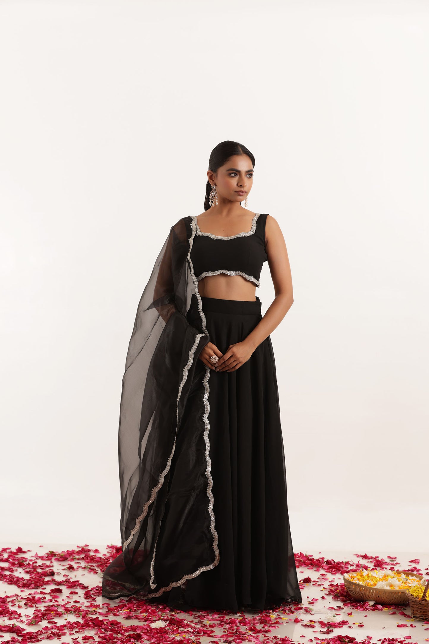 LEELA BLACK DETAILED LEHENGA SET