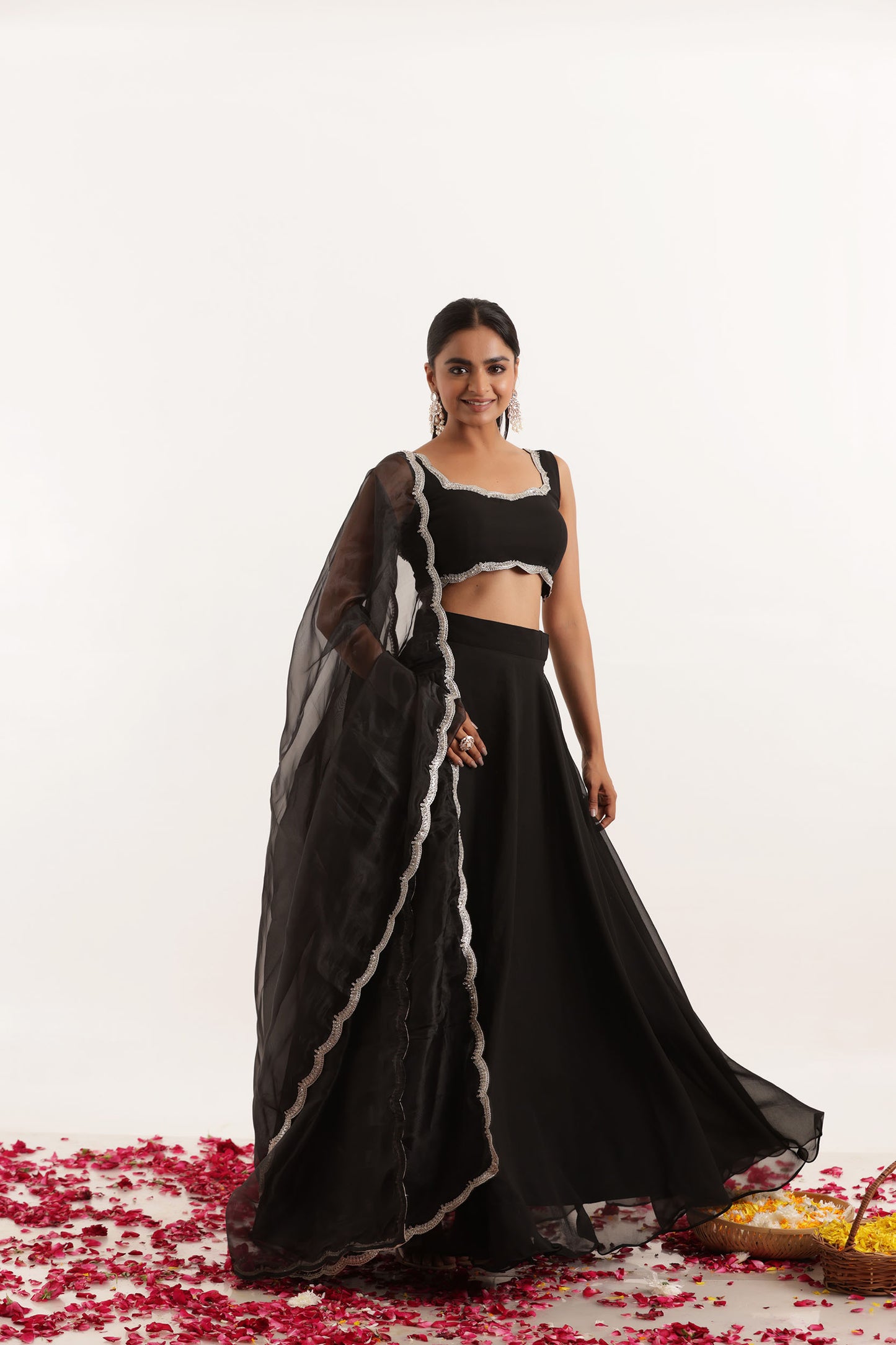 LEELA BLACK DETAILED LEHENGA SET