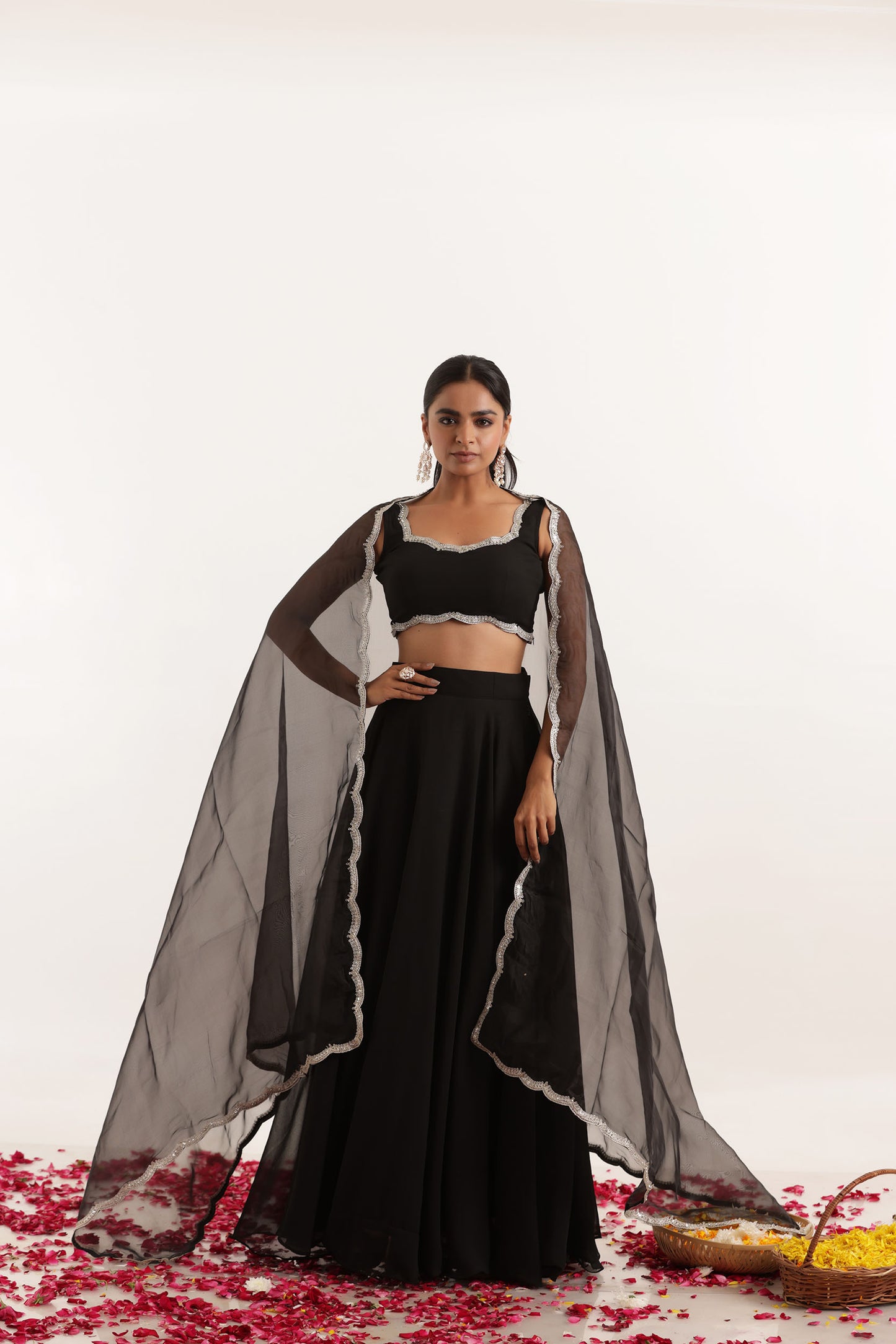 LEELA BLACK DETAILED LEHENGA SET