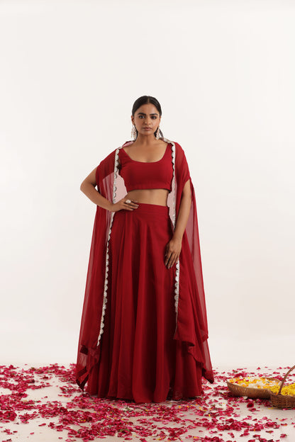 RIVAAZ MAROON RED SHRUG SET