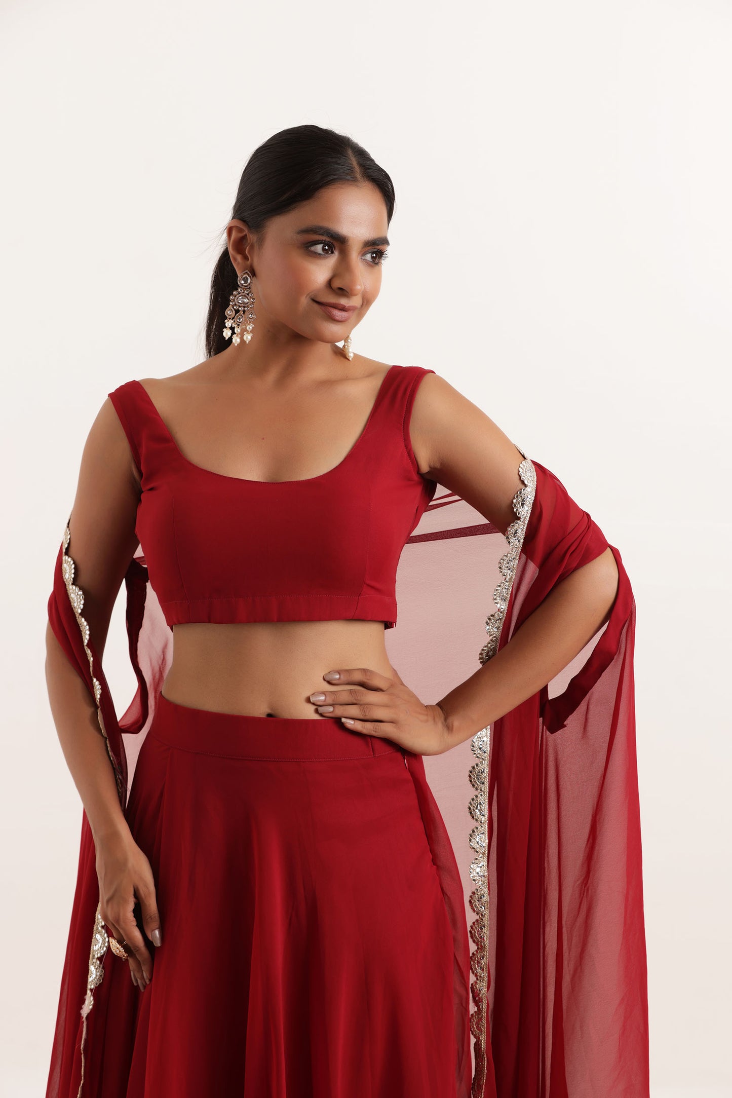 RIVAAZ MAROON RED SHRUG SET