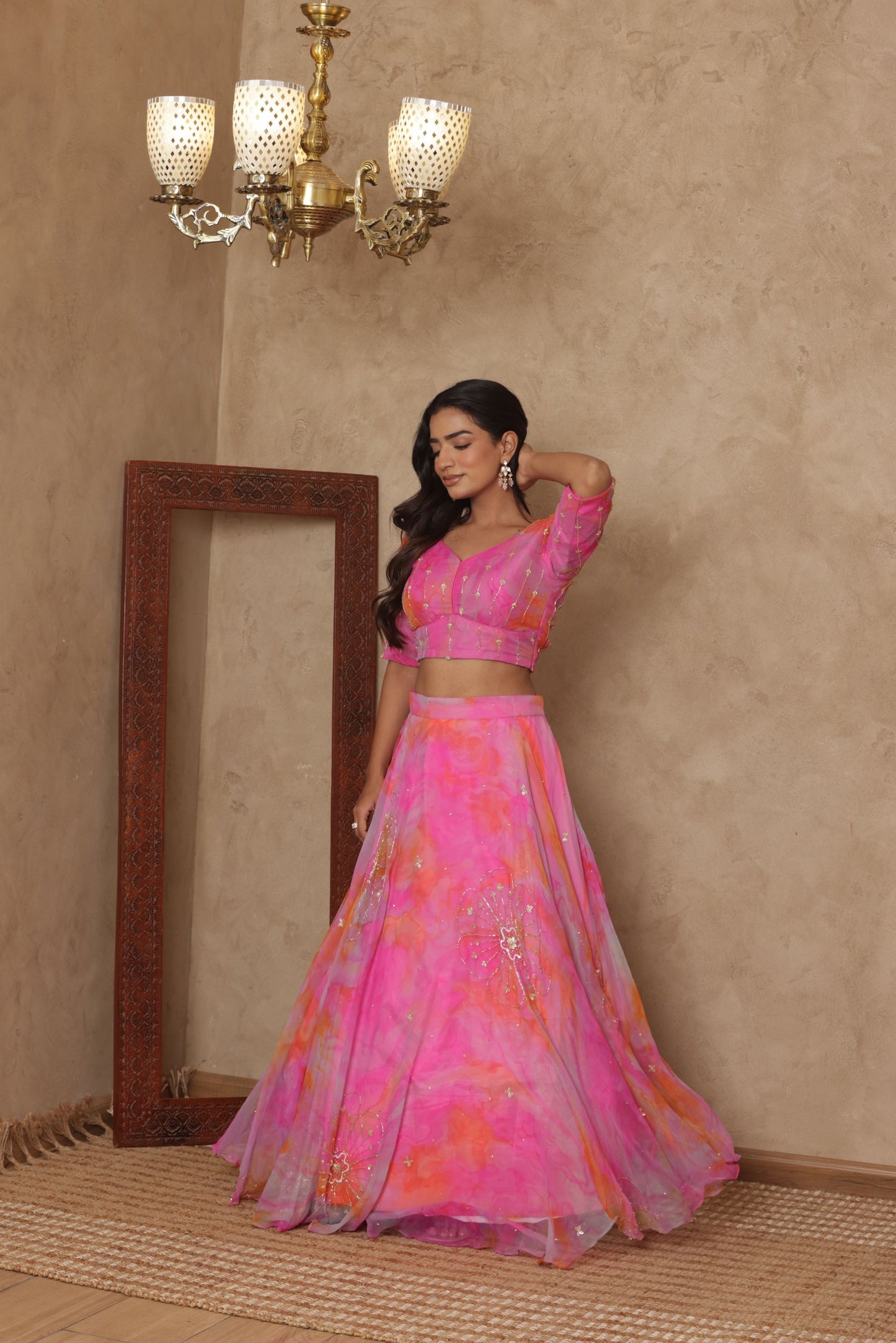 INIRA PINK DETAILED LEHENGA SET