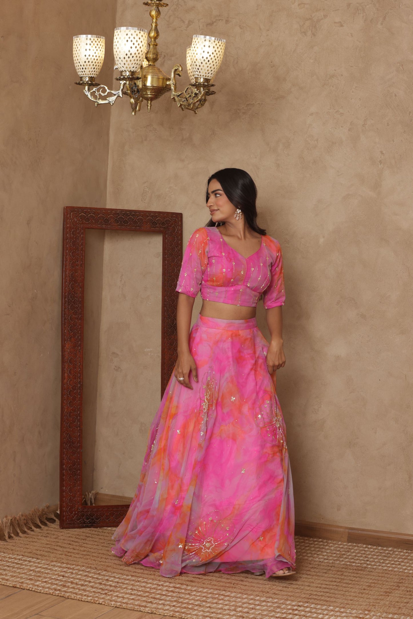 INIRA PINK DETAILED LEHENGA SET
