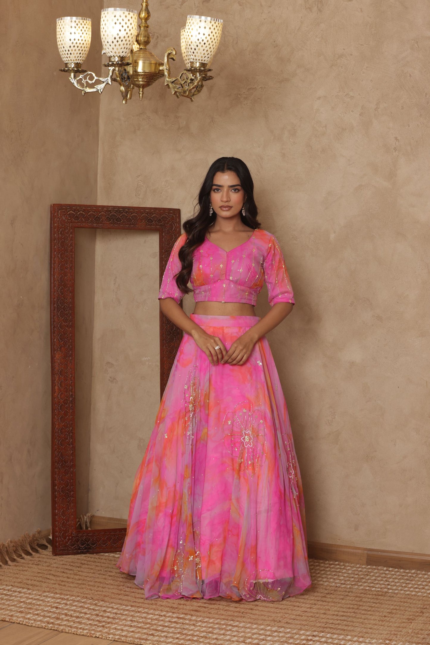 INIRA PINK DETAILED LEHENGA SET