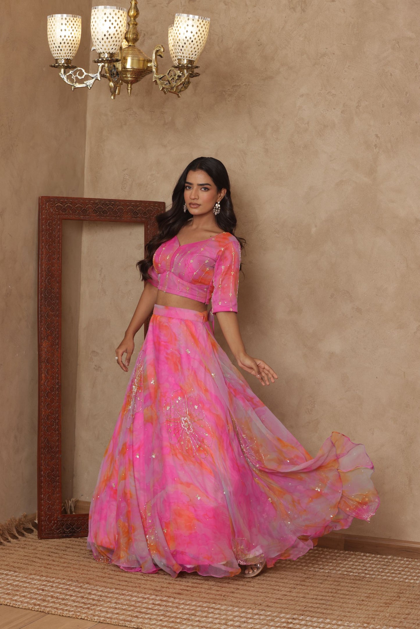 INIRA PINK DETAILED LEHENGA SET