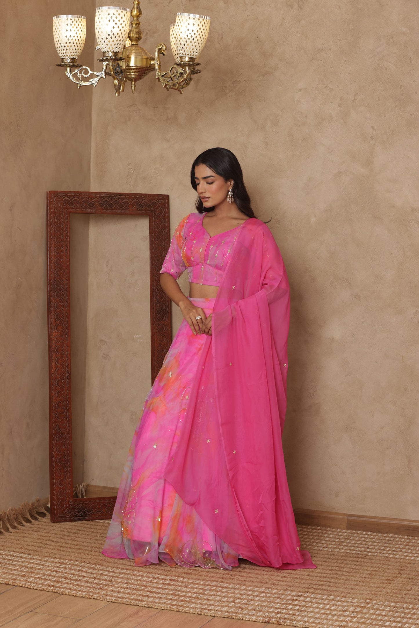 INIRA PINK DETAILED LEHENGA SET