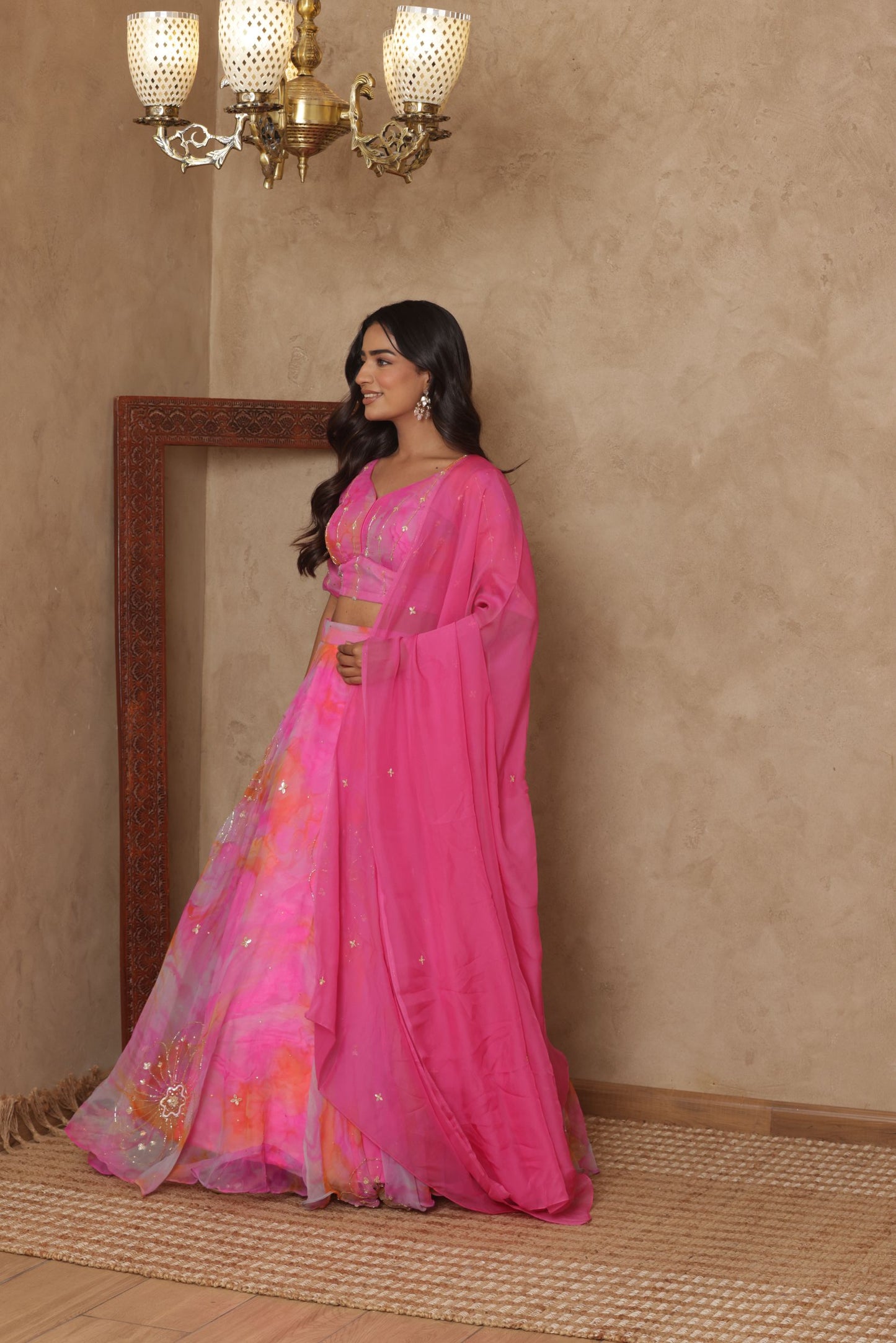 INIRA PINK DETAILED LEHENGA SET