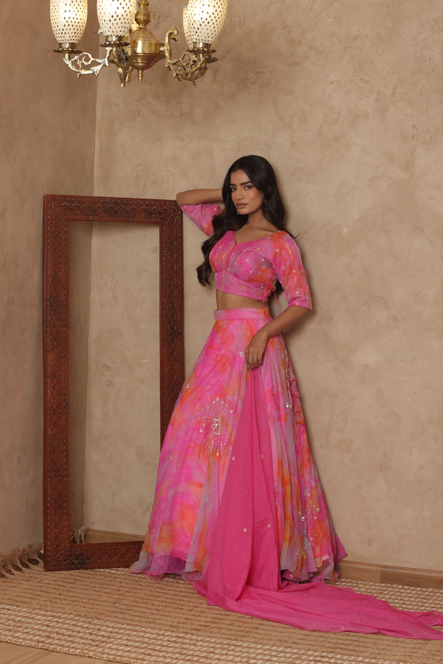 INIRA PINK DETAILED LEHENGA SET