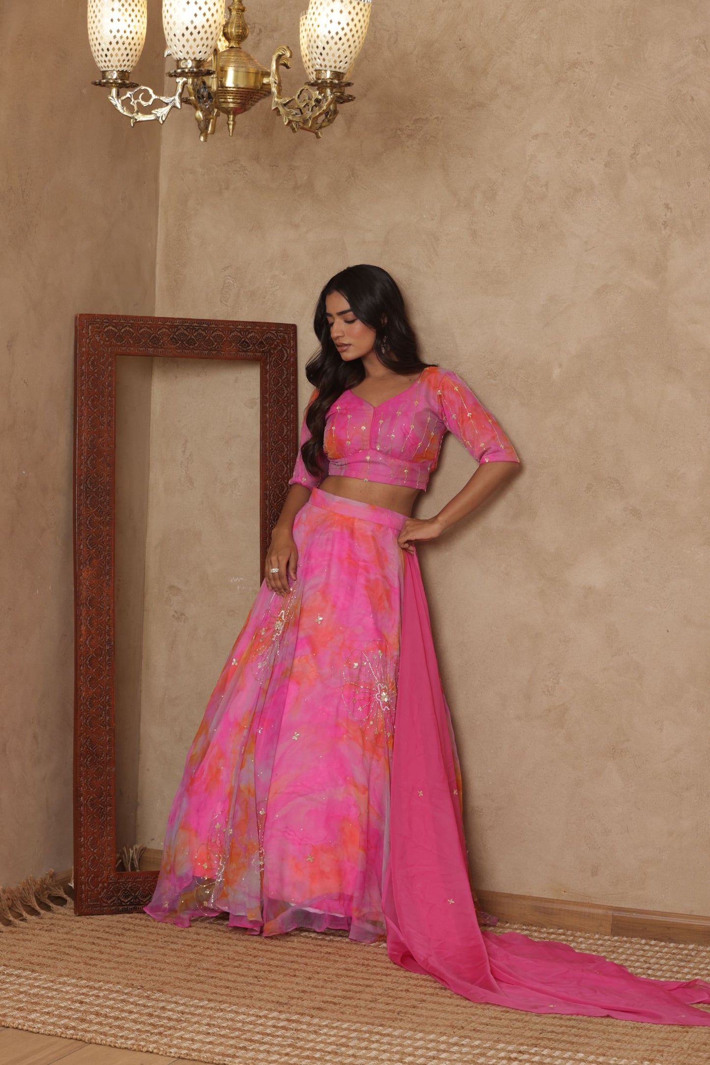 INIRA PINK DETAILED LEHENGA SET