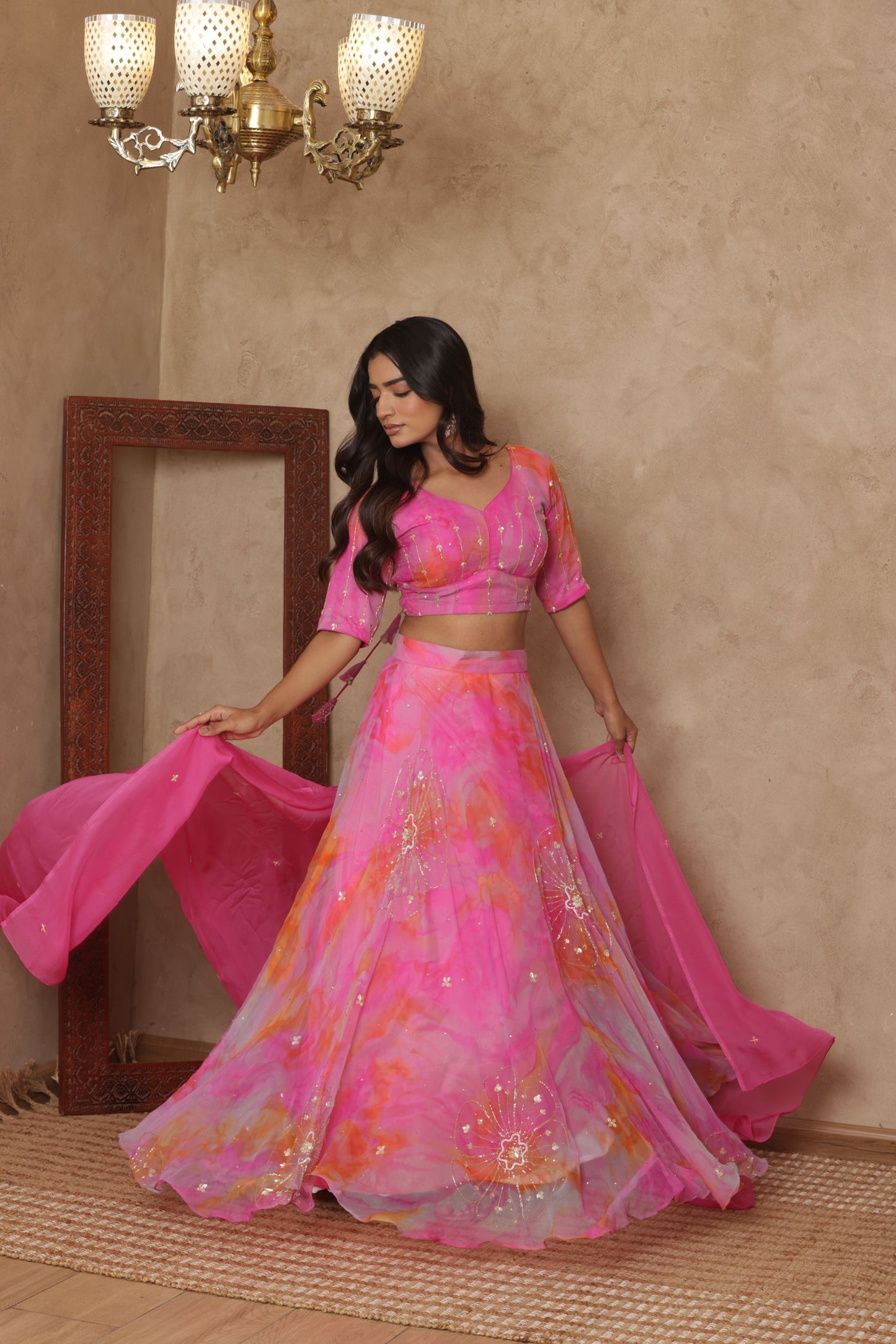 INIRA PINK DETAILED LEHENGA SET
