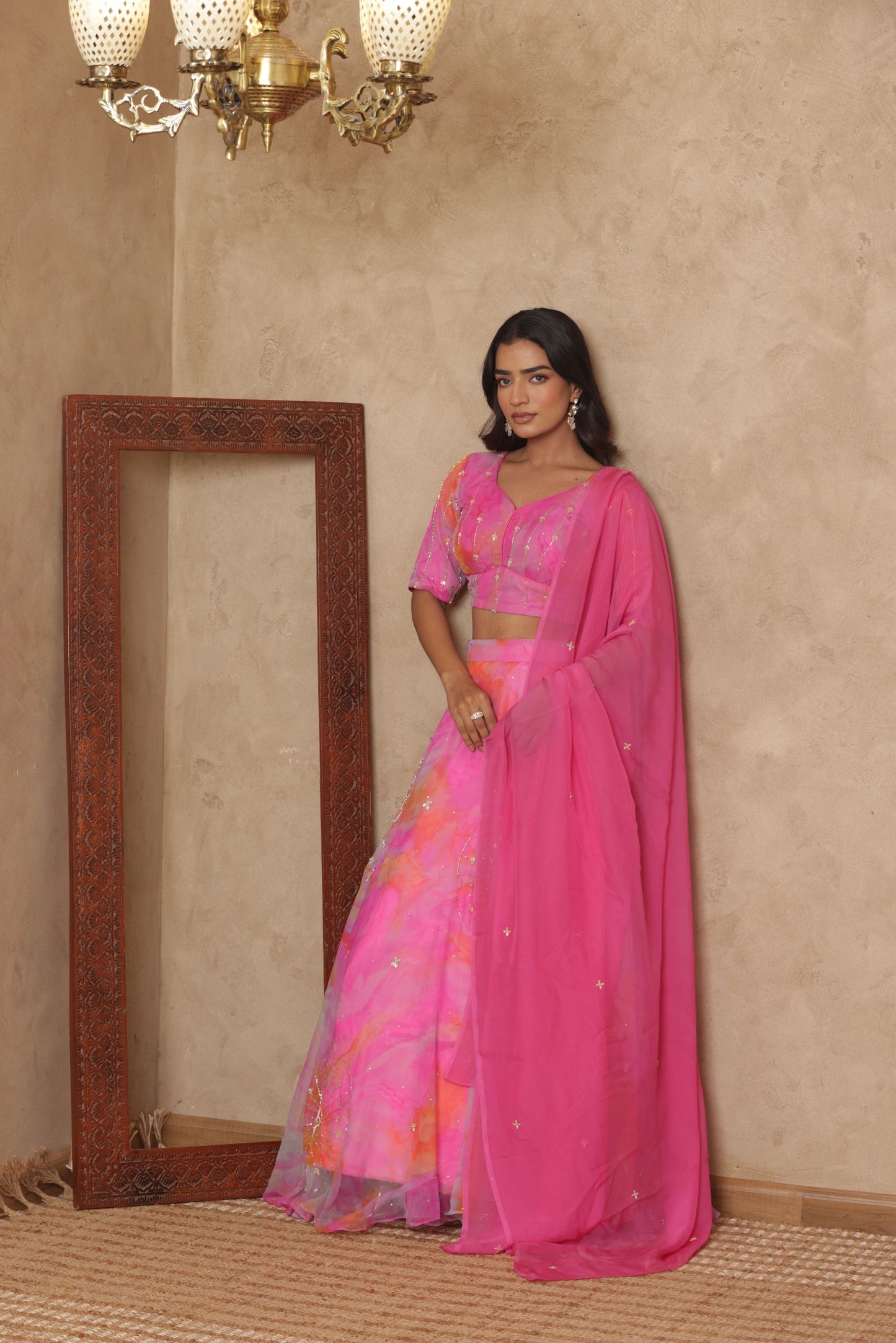 INIRA PINK DETAILED LEHENGA SET