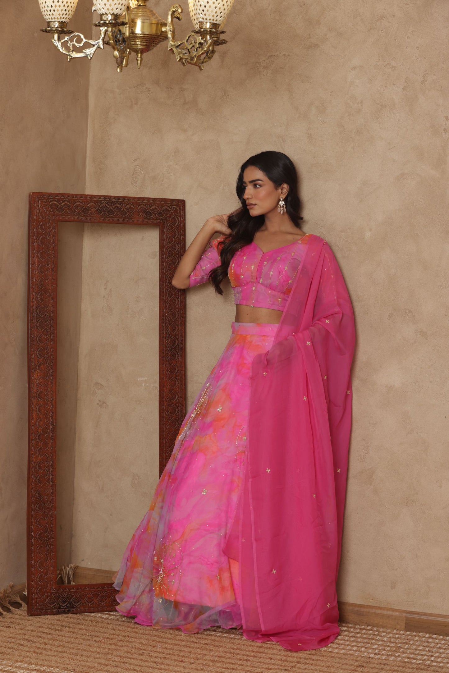 INIRA PINK DETAILED LEHENGA SET