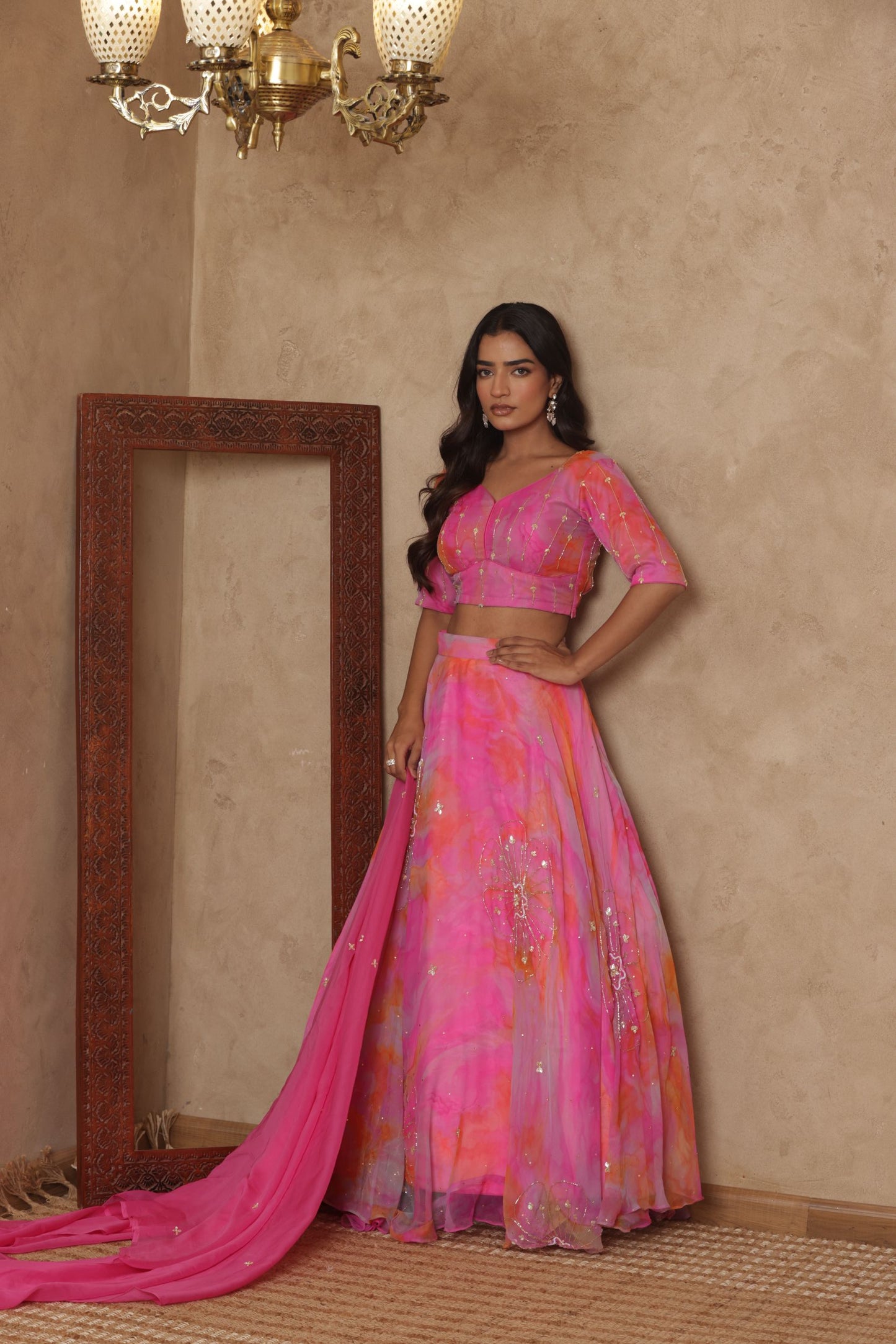 INIRA PINK DETAILED LEHENGA SET
