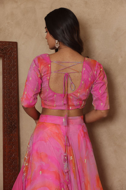 INIRA PINK DETAILED LEHENGA SET