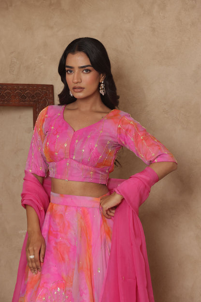 INIRA PINK DETAILED LEHENGA SET