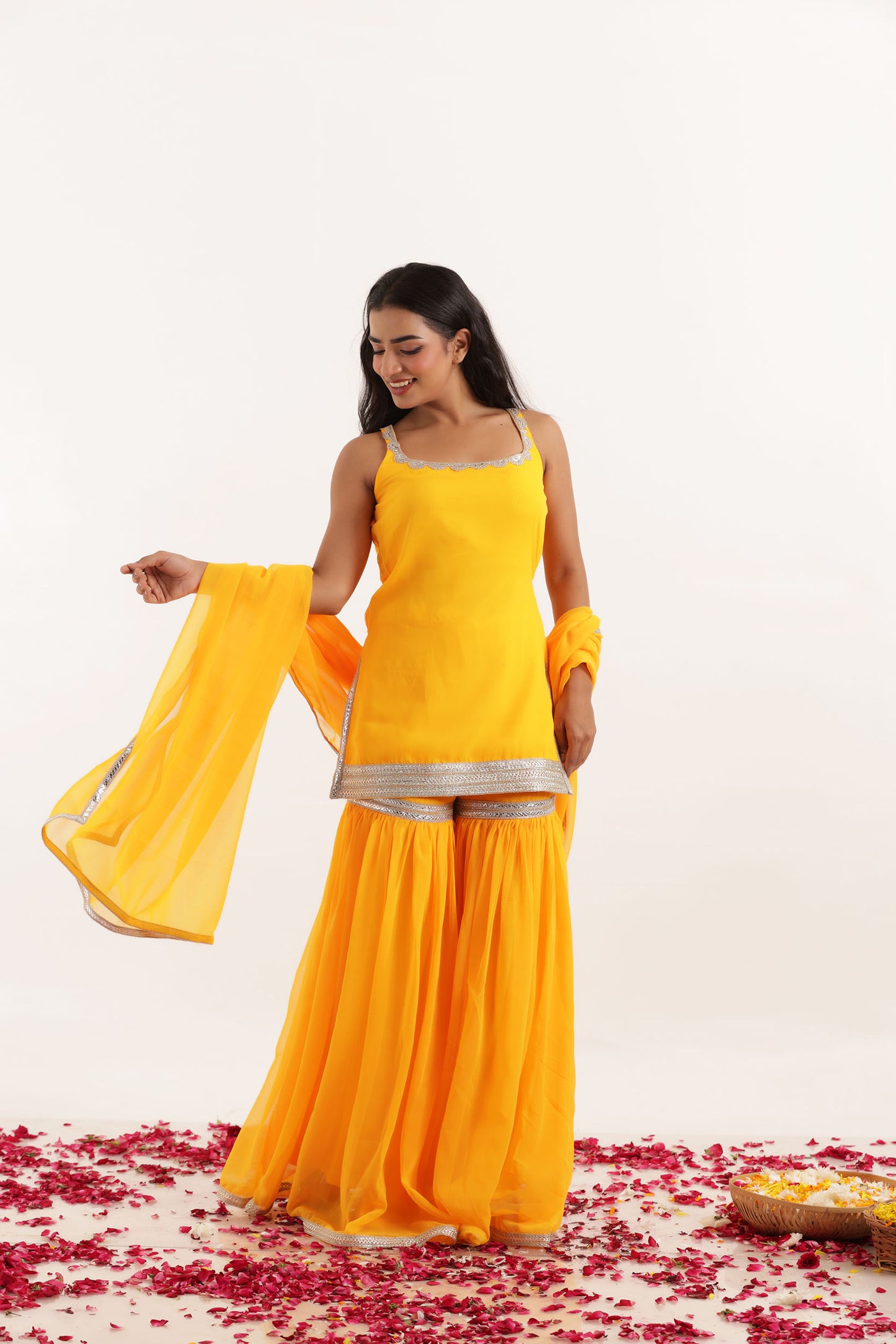 NEHA YELLOW DETAILED SHARARA SET