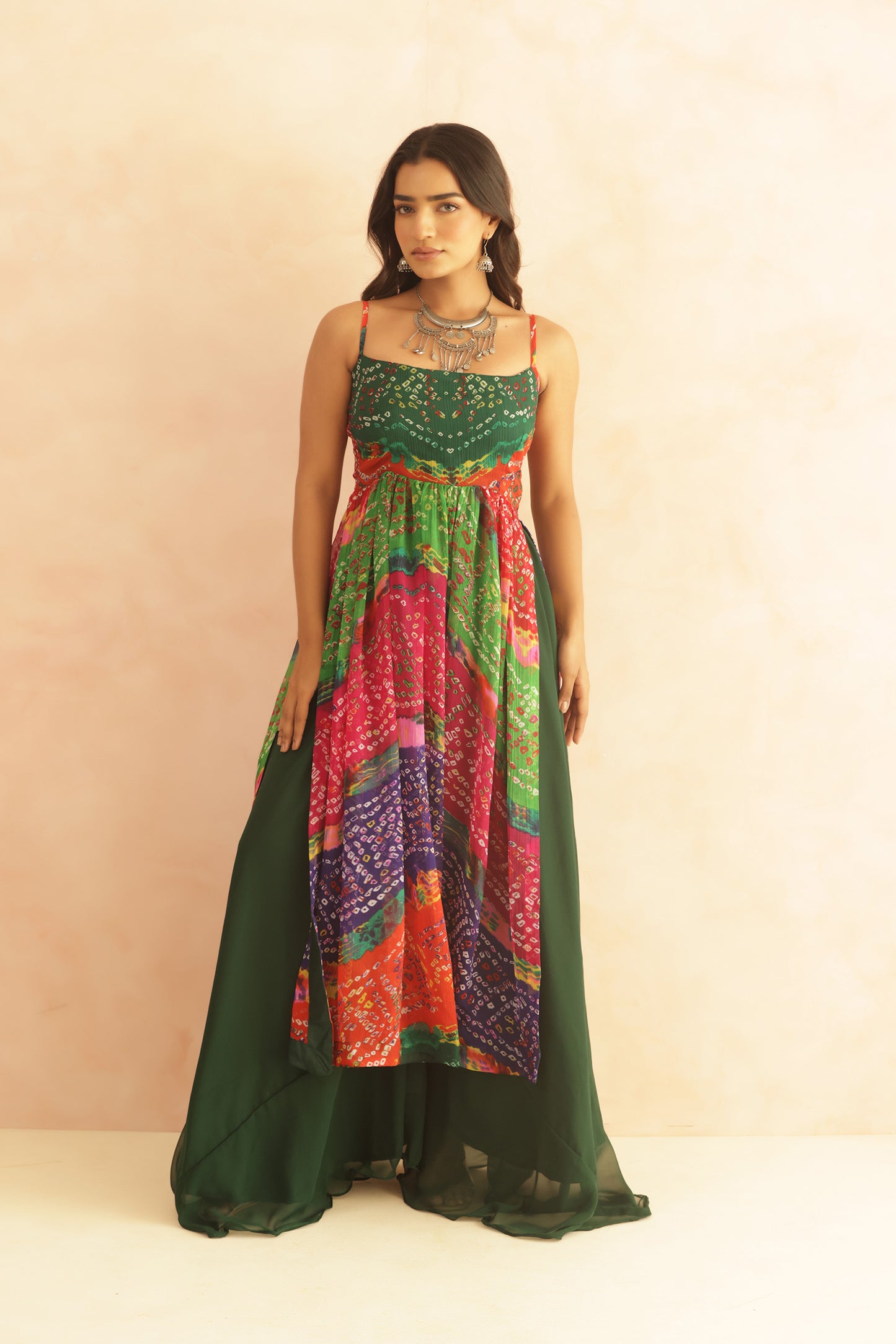 DEVIKA MULTICOLORED BANDHANI KURTA SET