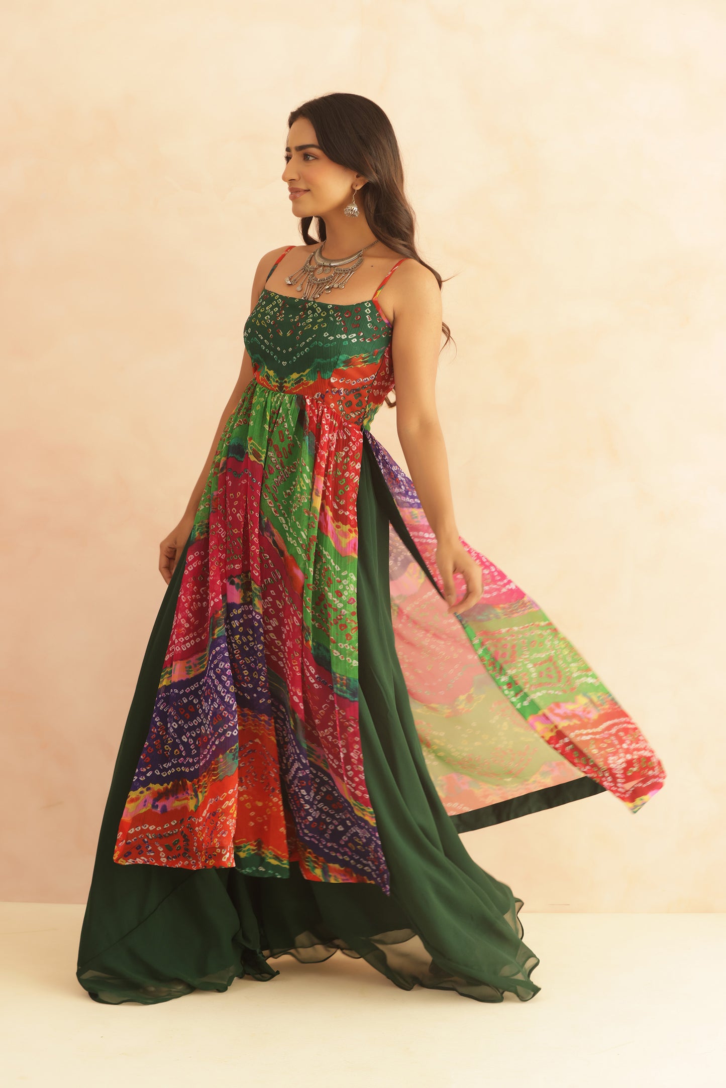 DEVIKA MULTICOLORED BANDHANI KURTA SET