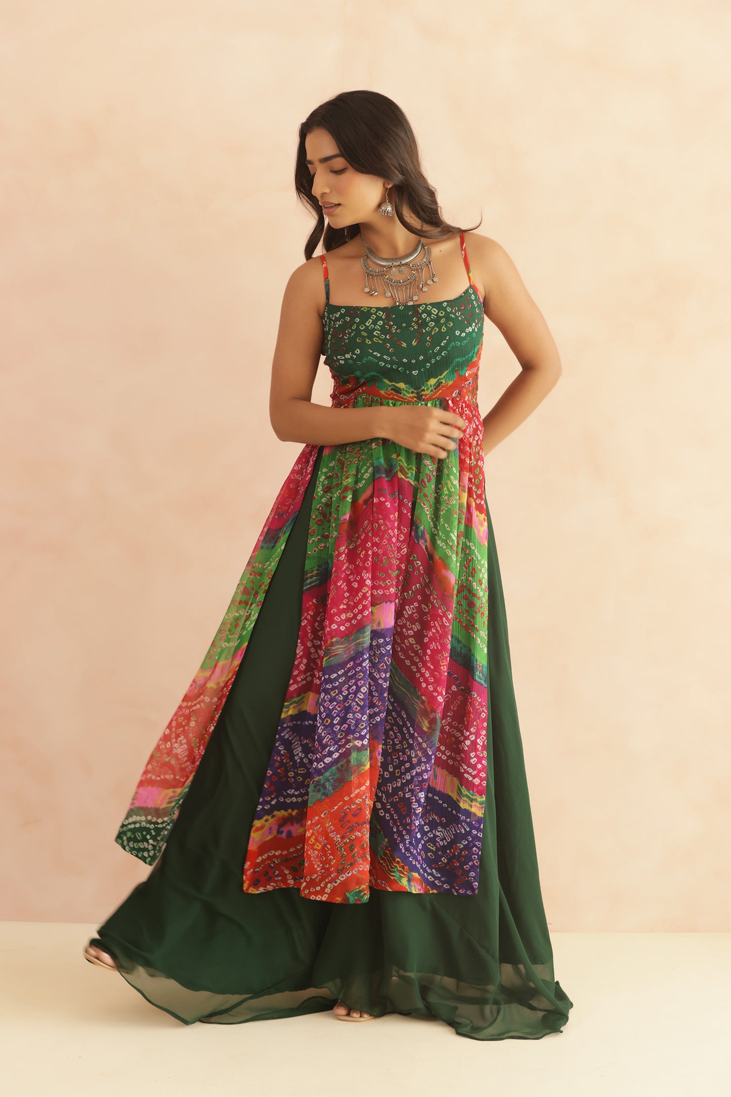 DEVIKA MULTICOLORED BANDHANI KURTA SET