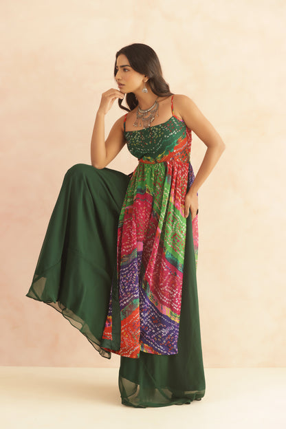 DEVIKA MULTICOLORED BANDHANI KURTA SET