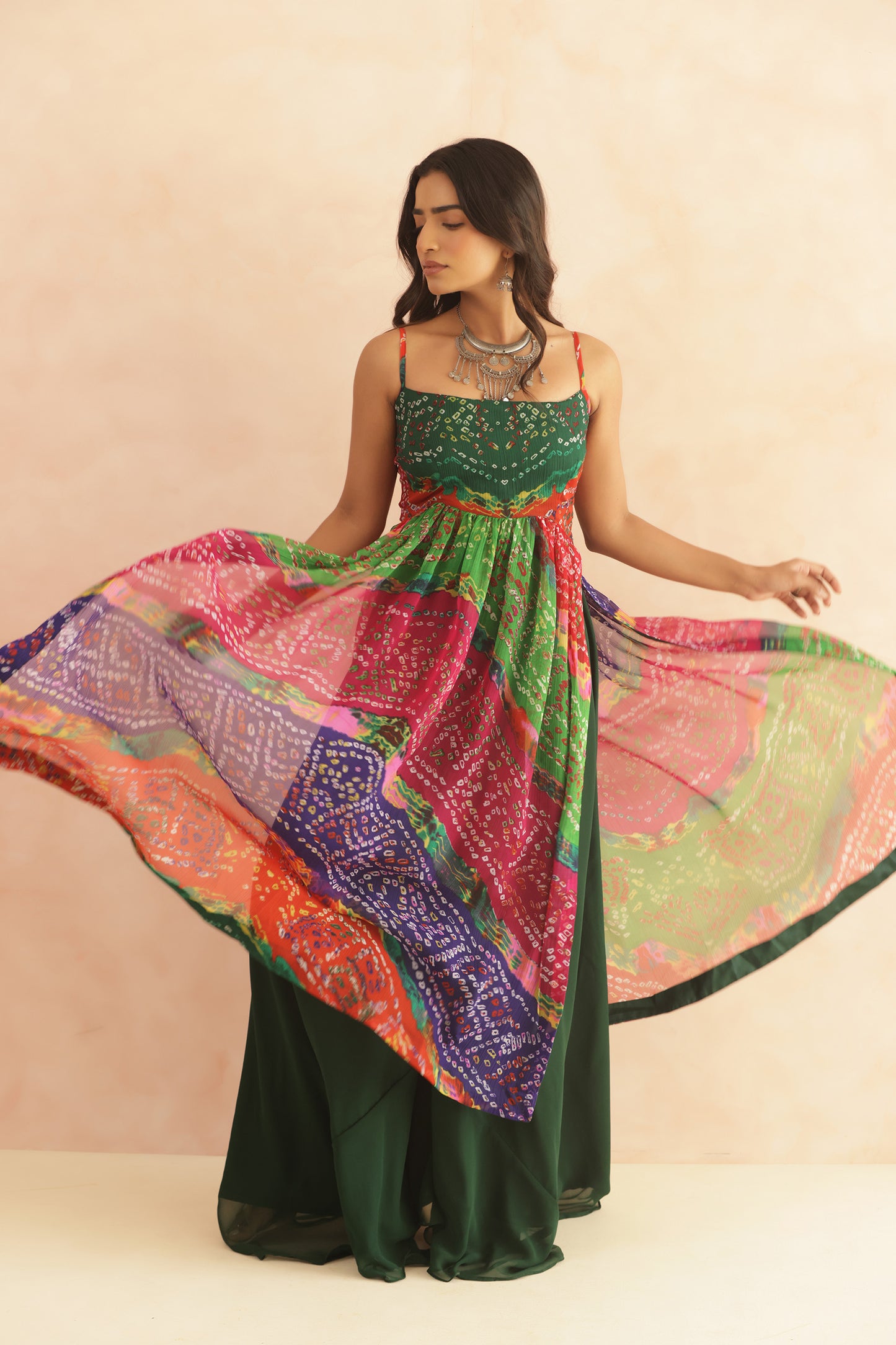 DEVIKA MULTICOLORED BANDHANI KURTA SET