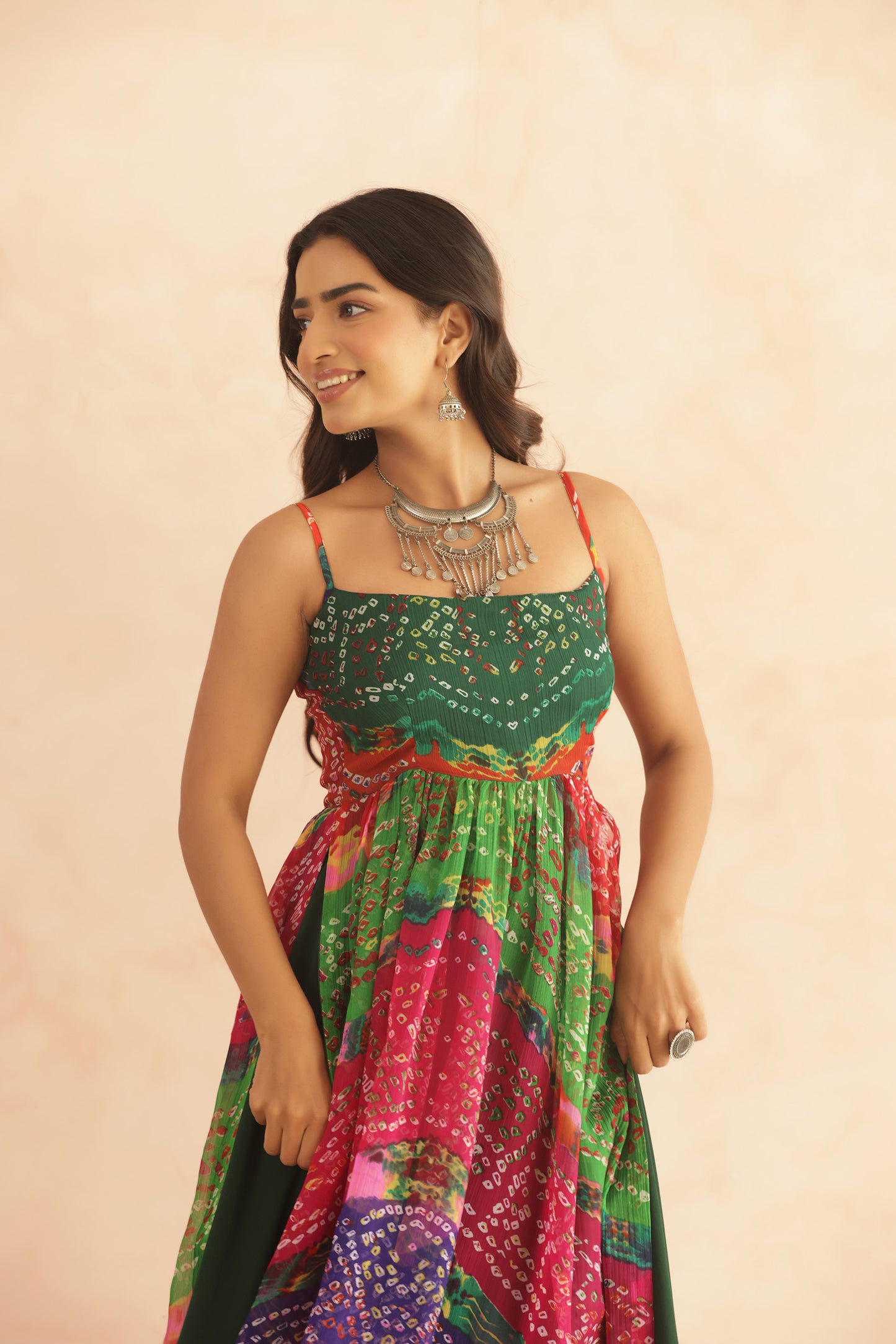 DEVIKA MULTICOLORED BANDHANI KURTA SET
