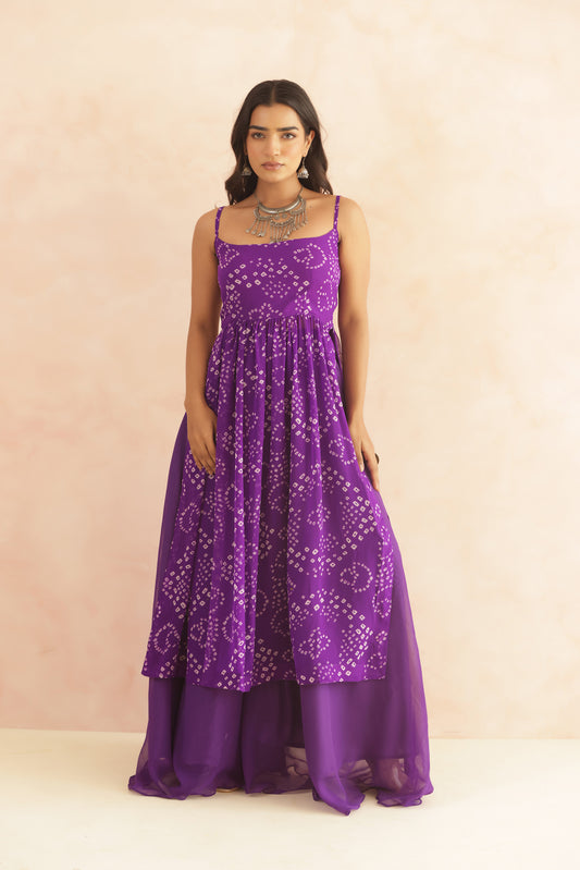 ILINA PURPLE BANDHANI KURTA SET