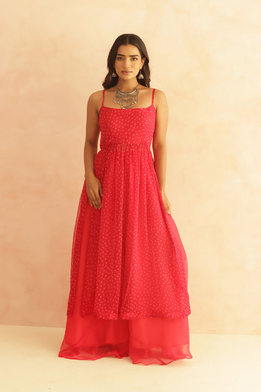 MISHKA PINK BANDHANI KURTA SET