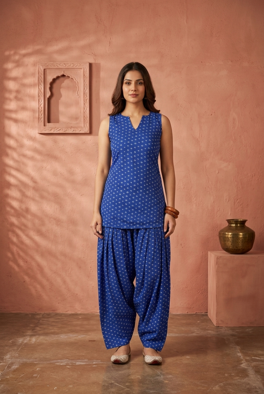 SIDDHI BLUE BANDHEJ FARSHI SET