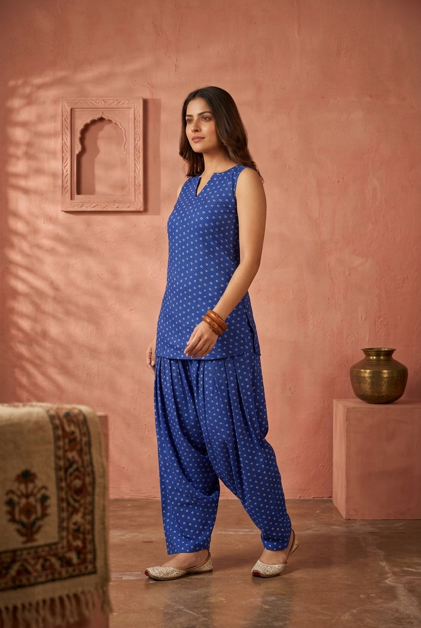 SIDDHI BLUE BANDHEJ FARSHI SET