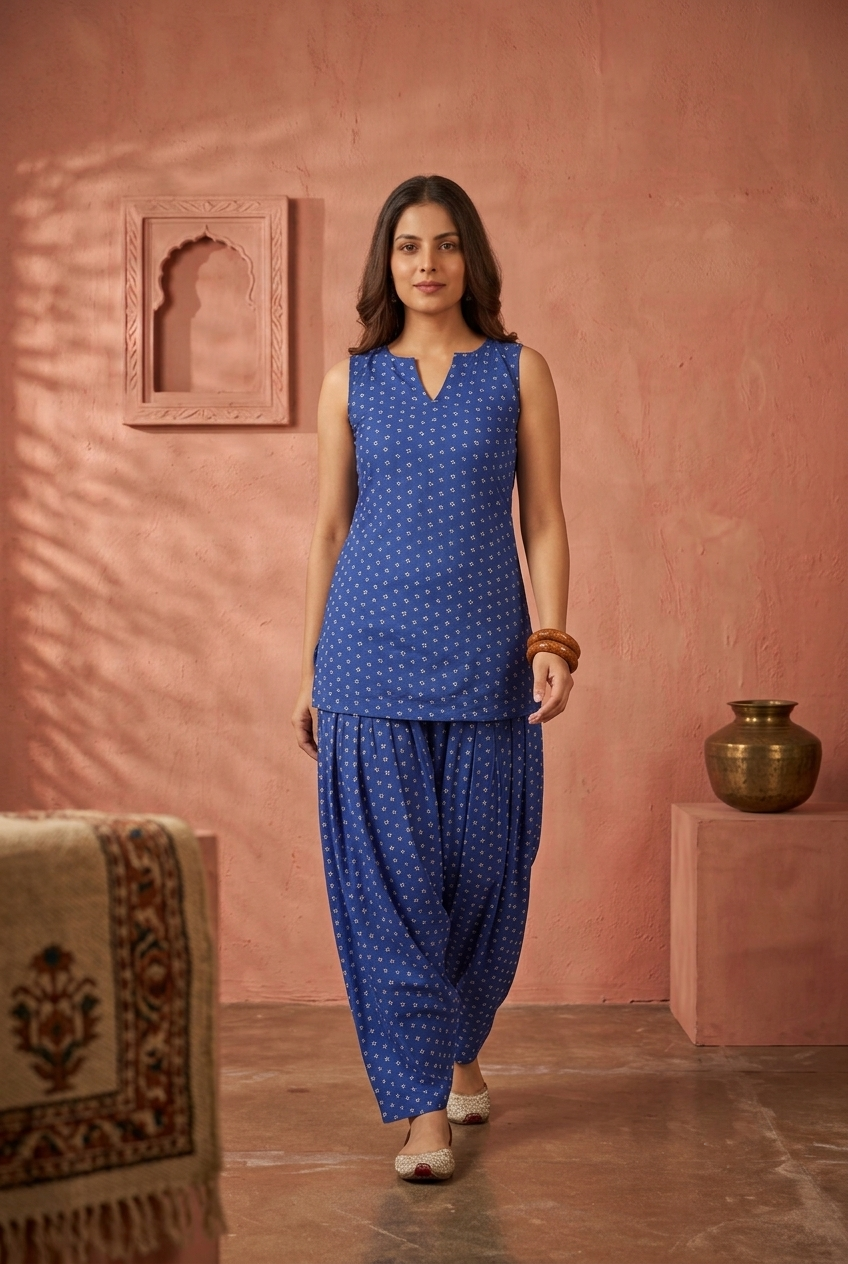 SIDDHI BLUE BANDHEJ FARSHI SET