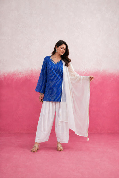 ERISHA BLUE LEHERIYA FARSHI SET