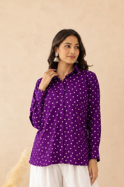 PARUL PURPLE BANDHEJ SHIRT