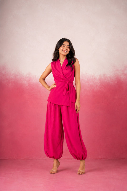 NALINA PINK WRAP COORD SET