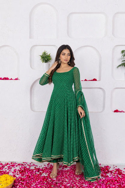 MUSKAN GREEN BANDHANI ANARKALI SET