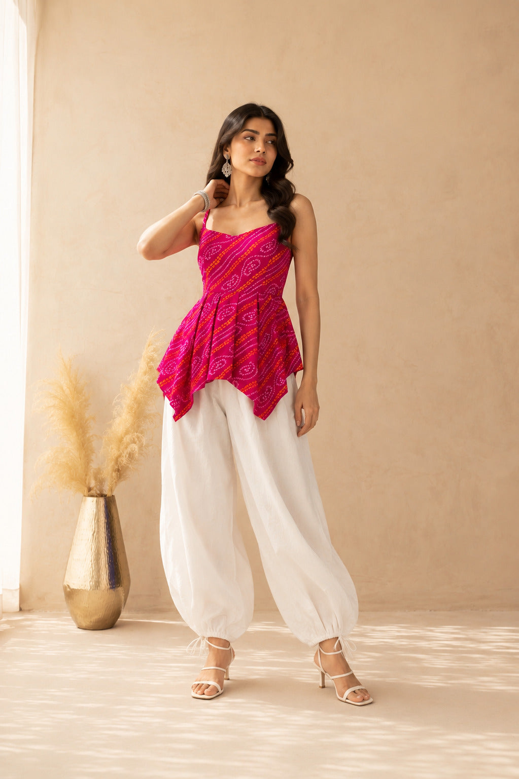 AHRINA PINK ASYMMETRICAL BALLOON COORD SET