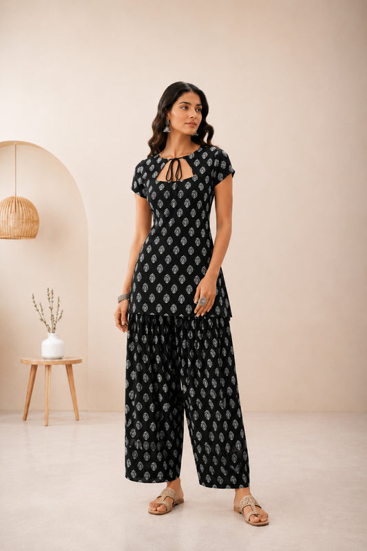 GITASHA BLACK COTTON FARSHI SET