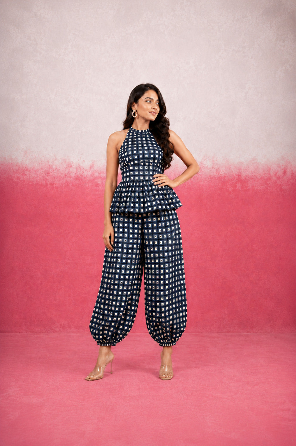 SMAYRA GINGHAM BLUE COORD SET