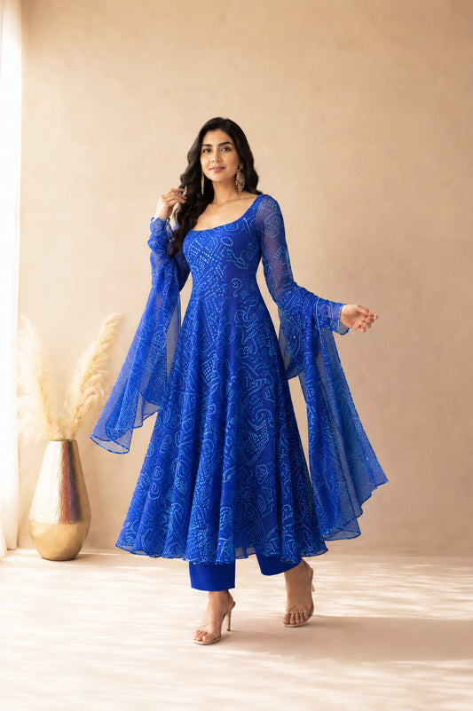BAIRAVI BLUE ANARKALI SET