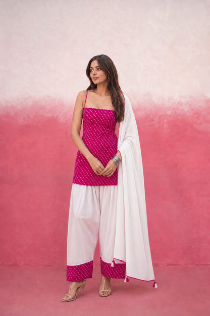 ASMIKA PINK GEORGETTE MOTHRA FARSHI SET