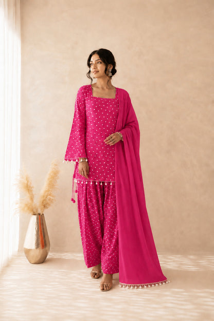 MIRAYA PINK BANDHEJ FARSHI SET