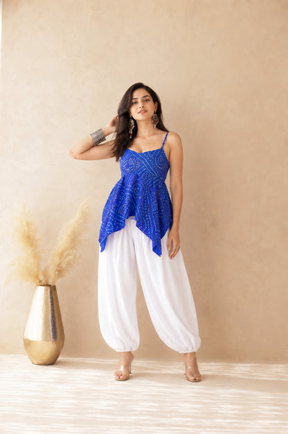 VIHARA BLUE ASYMMETRICAL BALLOON COORD SET