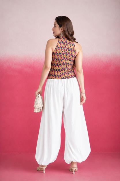 ZARQA YELLOW CHECKERED BALLOON COORD SET