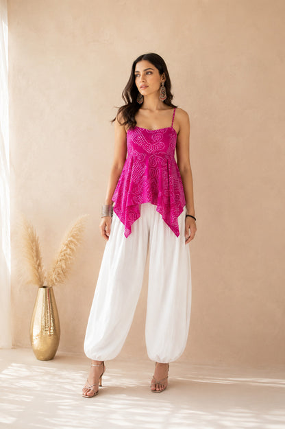 TRAYI PINK ASYMMETRICAL BALLOON COORD SET