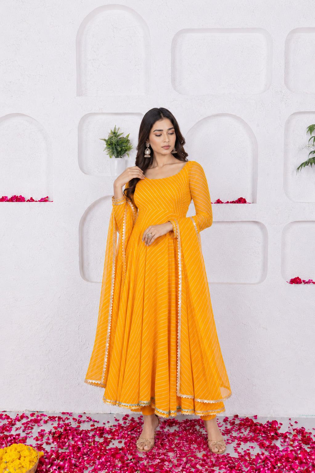 RUCHI YELLOW BANDHANI ANARKALI SET